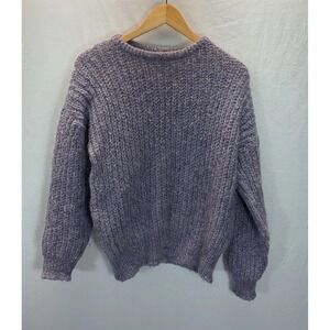 VTG Mohair 90s St Michael purple crew neck fuzzy‎ pullover size 14 UK made 42